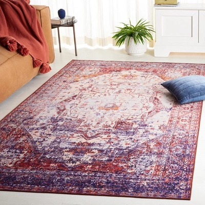Safavieh Tucson Tsn151b Power Loomed Beige / Red Washable Rug