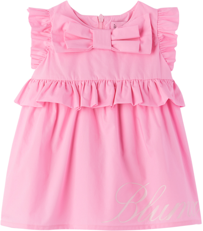 Shop Miss Blumarine Baby Pink Ruffle Dress In X0564 Pink Aurora