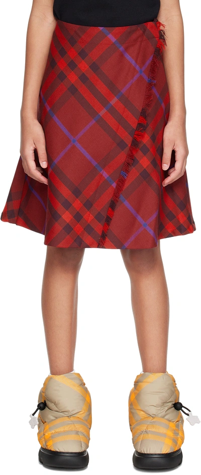 Shop Burberry Kids Red Check Skirt In Crimson Ip Chk