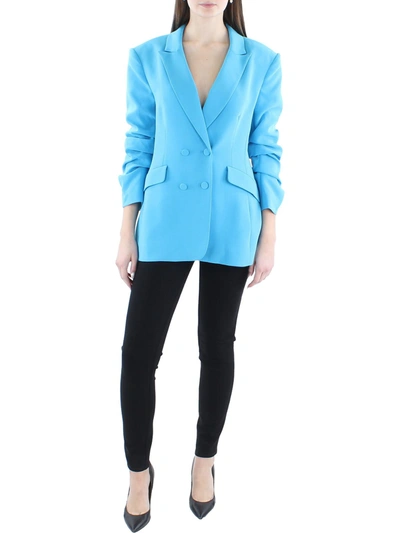 Shop Cinq À Sept Kris Womens Ruched Collared Double-breasted Blazer In Blue
