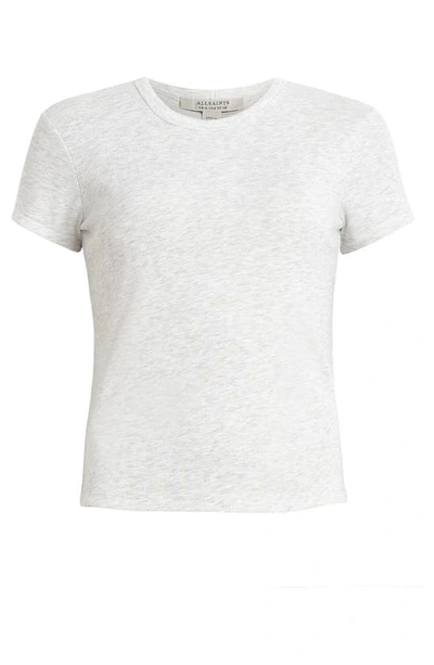 Shop Allsaints Stevie Crop Cotton Rib T-shirt In Grey Marl