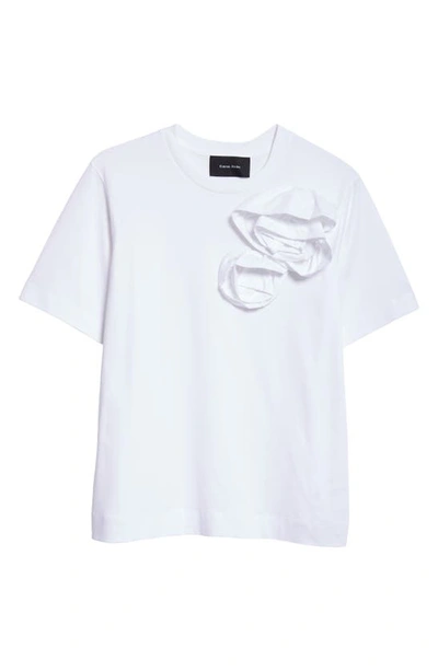 Shop Simone Rocha Pressed Rose Appliqué T-shirt In White