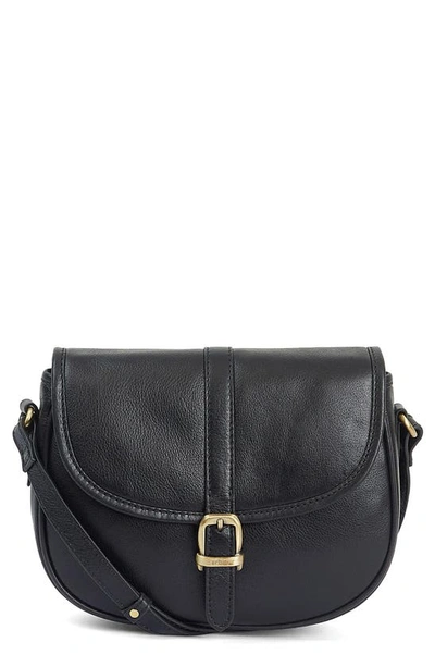 Shop Barbour Laire Medium Leather Saddle Bag In Black