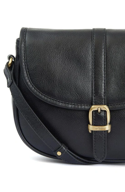 Shop Barbour Laire Medium Leather Saddle Bag In Black