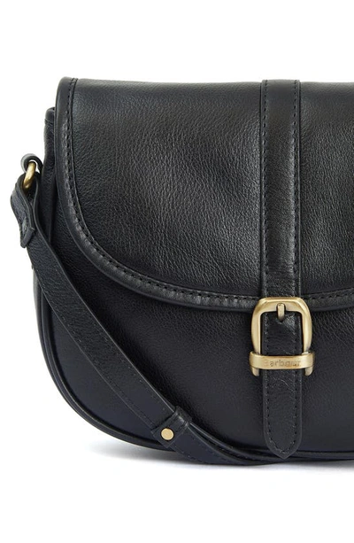 Barbour Laire Medium Leather Saddle Bag In Black
