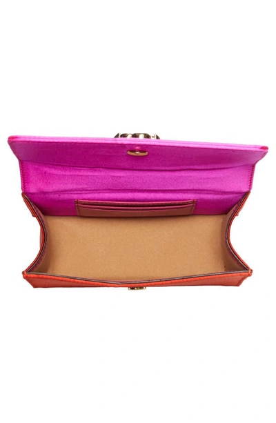 Shop Jimmy Choo Avenue Bohemia Satin Shoulder Bag In Fuchsia/ Paprika/ Light Gold