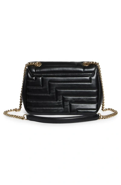 Shop Jimmy Choo Avenue Quilted Leather Shoulder Bag In Black/ Light Gold