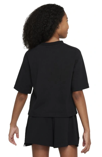Shop Nike Kids' Sportswear Cotton Crop T-shirt In Black/ Flat Pewter