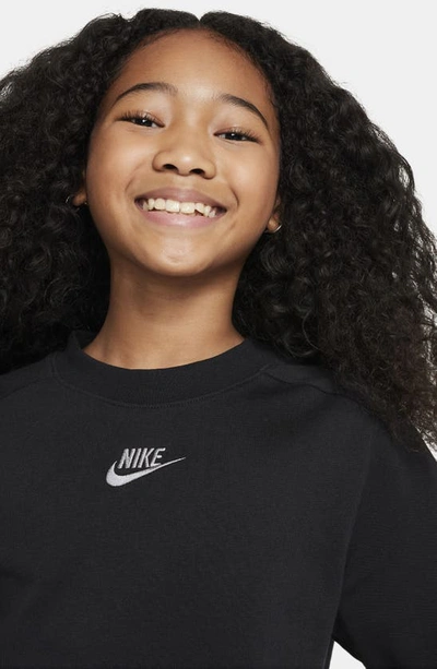 Shop Nike Kids' Sportswear Cotton Crop T-shirt In Black/ Flat Pewter