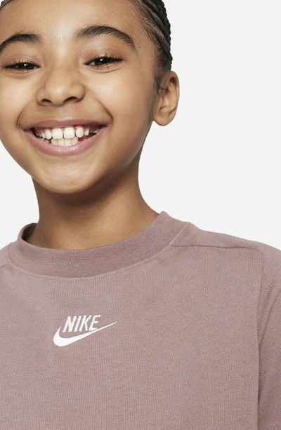 Shop Nike Kids' Sportswear Cotton Crop T-shirt In Smokey Mauve/ Platinum Violet