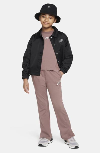 Shop Nike Kids' Sportswear Cotton Crop T-shirt In Smokey Mauve/ Platinum Violet