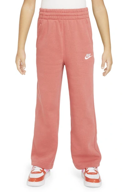Shop Nike Kids' Sportswear Club Fleece Wide Leg Pants In Adobe/ Adobe/ White