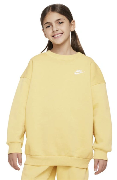 Shop Nike Kids' Sportswear Club Fleece Sweatshirt In Saturn Gold/ White