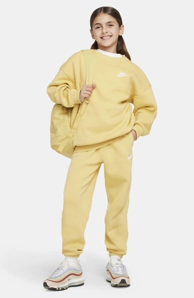 Shop Nike Kids' Sportswear Club Fleece Sweatshirt In Saturn Gold/ White