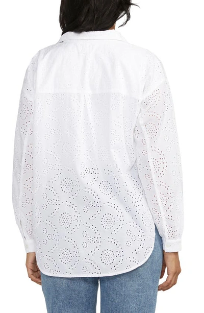 Jag Jeans Relaxed Cotton Eyelet Button-up Shirt In White