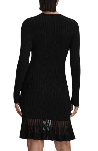 Shop Reiss Teagan Long Sleeve Rib Sweater Dress In Black