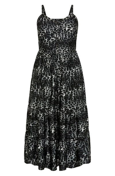 Shop City Chic Aylin Animal Print Maxi Sundress In Black Leopard