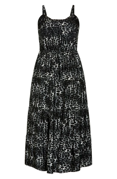 Shop City Chic Aylin Animal Print Maxi Sundress In Black Leopard