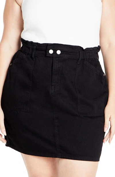 Shop City Chic Cali Denim Miniskirt In Black