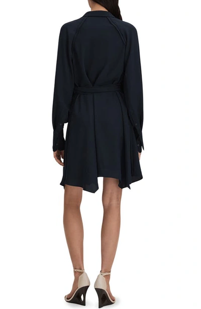 Shop Reiss Ellie Pintuck Long Sleeve Minidress In Navy