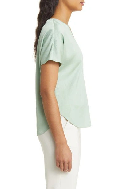 Shop Anne Klein Binding Textured Charmeuse V-neck Blouse In Jade Stone