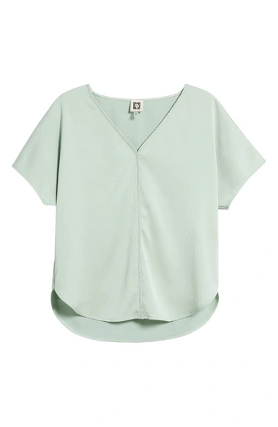 Shop Anne Klein Binding Textured Charmeuse V-neck Blouse In Jade Stone
