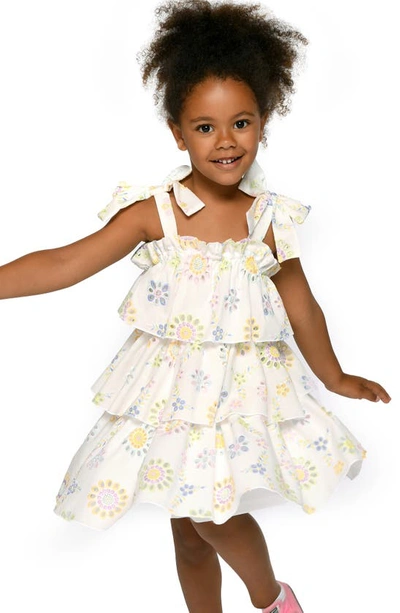 Shop Truly Me Kids' Eyelet Tiered Dress In White Multi