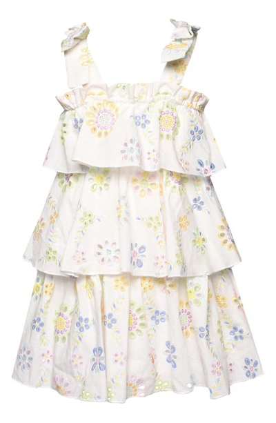 Shop Truly Me Kids' Eyelet Tiered Dress In White Multi