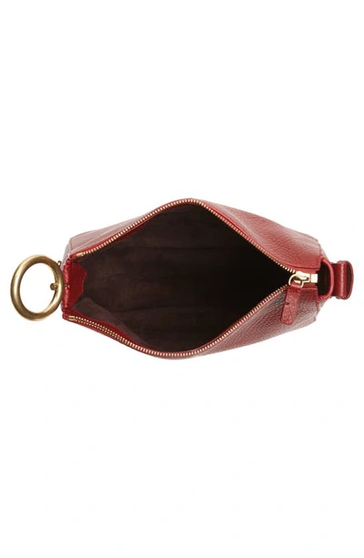 Shop Burberry Small Knight Asymmetric Leather Shoulder Bag In Ruby