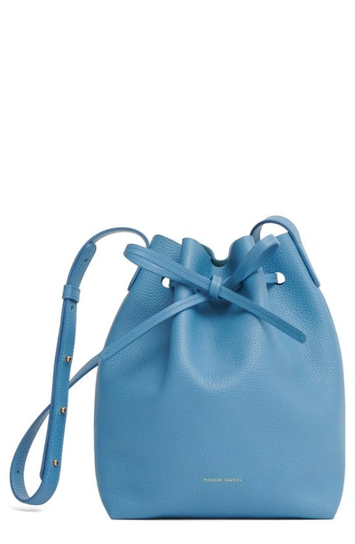Shop Mansur Gavriel Mini Soft Leather Bucket Bag In Lago