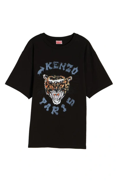 Shop Kenzo Drawn Varsity Oversize Cotton Graphic T-shirt In Black