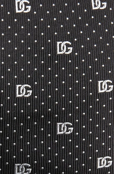 Shop Dolce & Gabbana Dg Logo Jacquard Silk Tie In N0004 Nero/ Bianco
