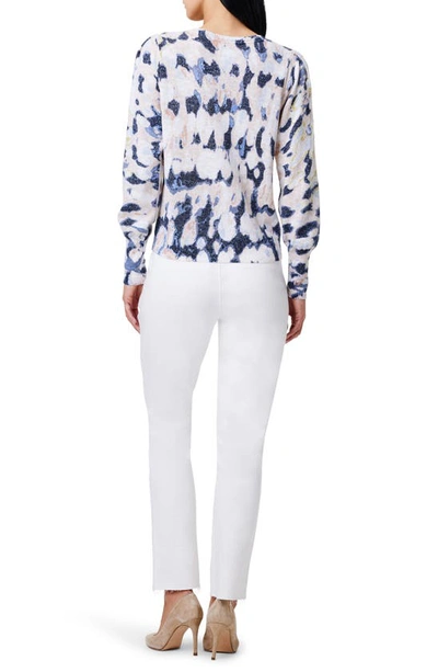 Shop Nic + Zoe Rolling Clouds V-neck Sweater In Blue Multi