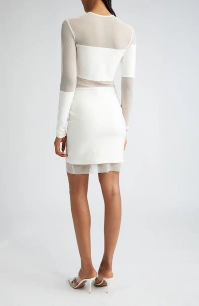 Shop Israella Kobla Mutu Long Sleeve Mesh Accent Sweater Dress In White