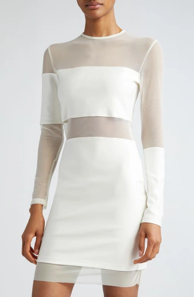 Shop Israella Kobla Mutu Long Sleeve Mesh Accent Sweater Dress In White