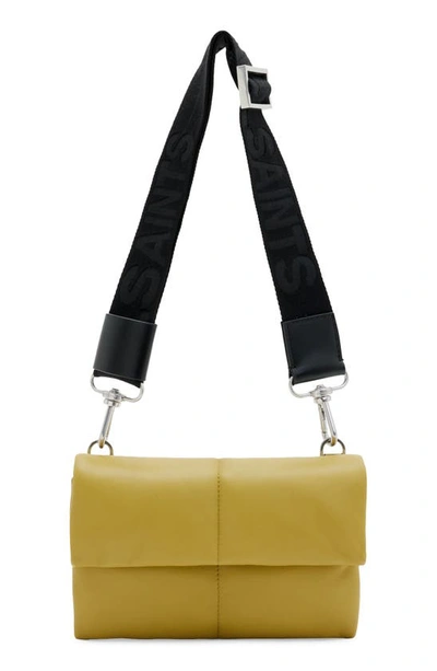 Shop Allsaints Ezra Logo Strap Leather Crossbody Bag In Sap Green