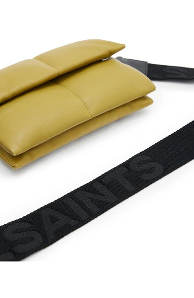 Shop Allsaints Ezra Logo Strap Leather Crossbody Bag In Sap Green