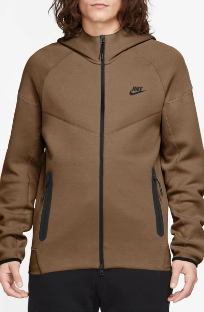 Shop Nike Tech Fleece Windrunner Zip Hoodie In Light Tan/ Black