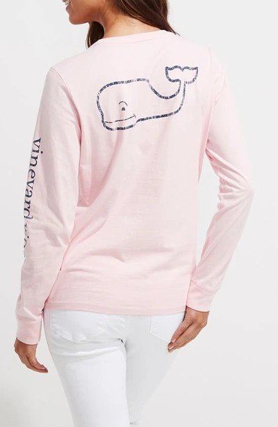 Shop Vineyard Vines Whale Long Sleeve Pocket Graphic Tee In Flamingo