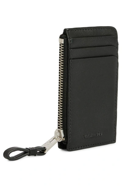 Shop Allsaints Isamu Tierra Leather Card Holder In Black