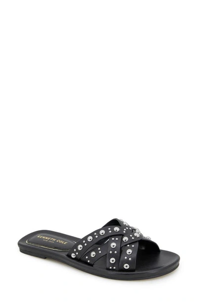 Shop Kenneth Cole New York Jula Stud Slide Sandal In Black Raffia