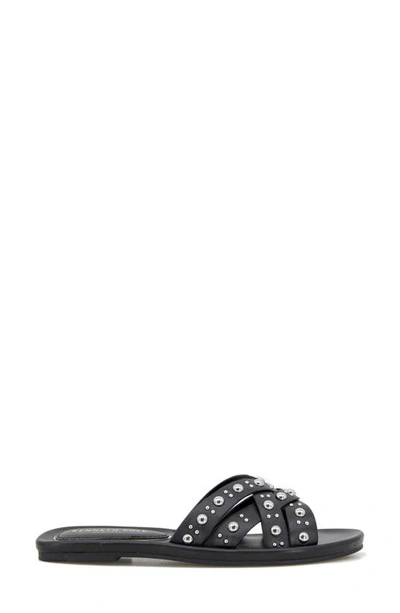 Shop Kenneth Cole New York Jula Stud Slide Sandal In Black Raffia