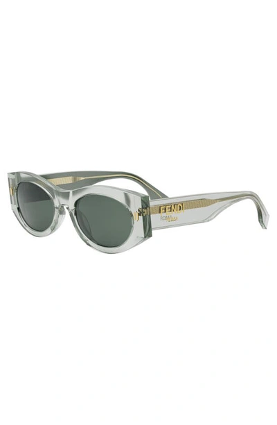 Shop Fendi Roma 52mm Oval Sunglasses In Light Green/ Other / Green