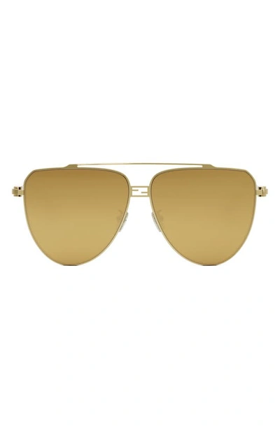 Shop Fendi The  Baguette 59mm Pilot Sunglasses In Shiny Endura Gold / Roviex
