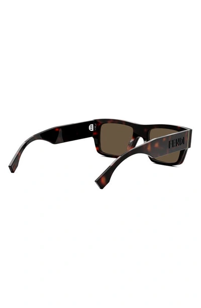 Shop Fendi Signature 53mm Rectangular Sunglasses In Red Havana / Brown