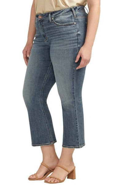 Shop Silver Jeans Co. Suki Mid Rise Crop Flare Jeans In Indigo