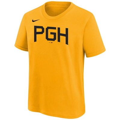 Shop Nike Youth  Gold Pittsburgh Pirates City Connect Wordmark T-shirt