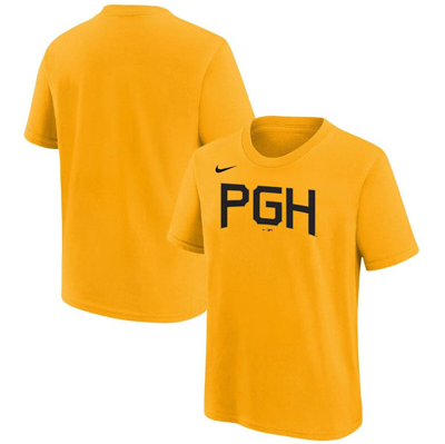 Shop Nike Youth  Gold Pittsburgh Pirates City Connect Wordmark T-shirt