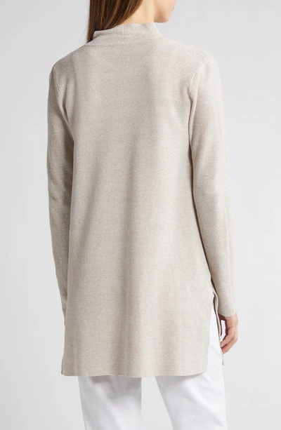 Shop Eileen Fisher Long Organic Linen & Organic Cotton Cardigan In Natural White