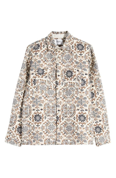 Shop Wax London Whiting Embroidered Mosaic Cotton Blend Shirt Jacket In Beige